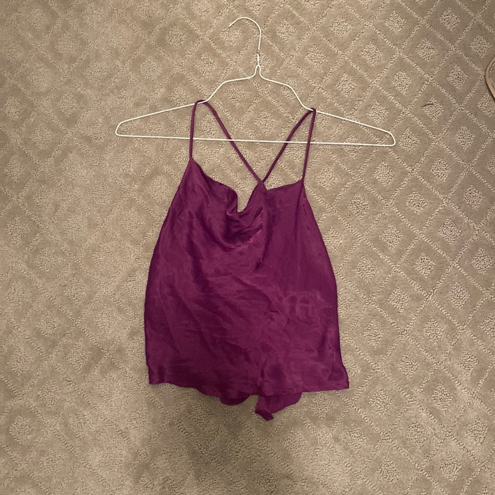 Zara satin purple tank